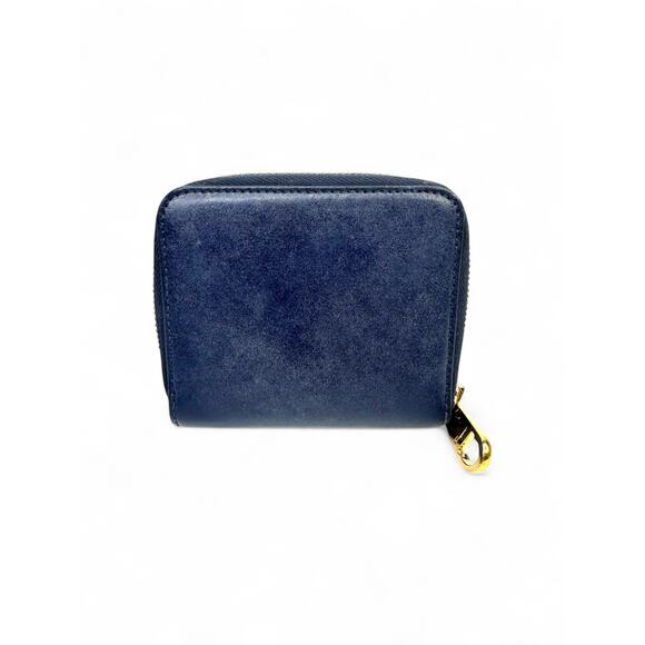 Salvatore Ferragamo Compact Gancini Leather Navy Blue Zip Around Wallet - Picture 4 of 7